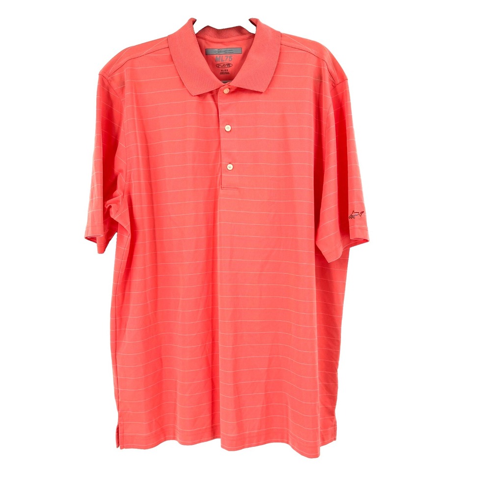 Greg Norman ML75 Golf Polo Men's Shirt XL Orange Play‎ Dry Activewear Striped